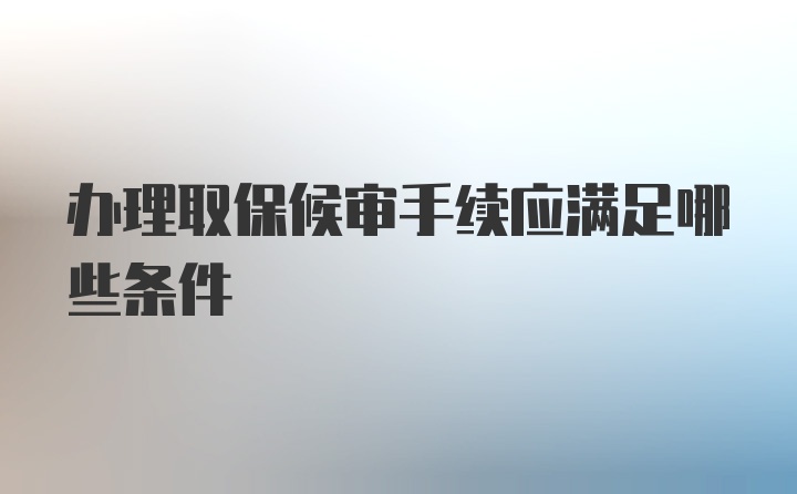 办理取保候审手续应满足哪些条件