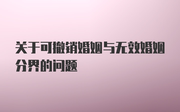 关于可撤销婚姻与无效婚姻分界的问题