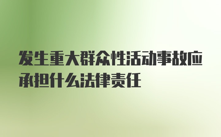 发生重大群众性活动事故应承担什么法律责任