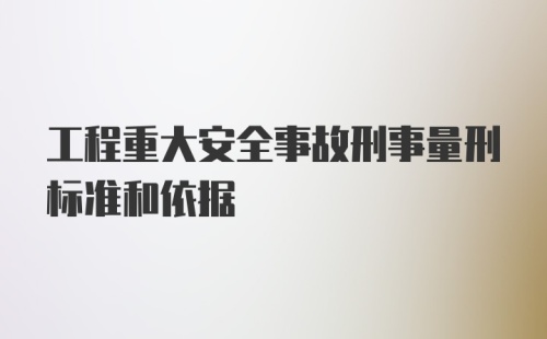 工程重大安全事故刑事量刑标准和依据