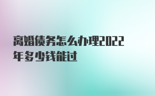 离婚债务怎么办理2022年多少钱能过