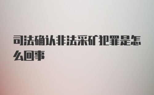 司法确认非法采矿犯罪是怎么回事