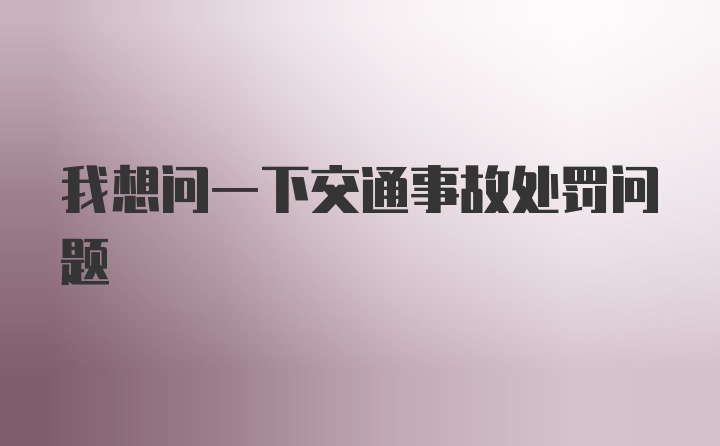 我想问一下交通事故处罚问题