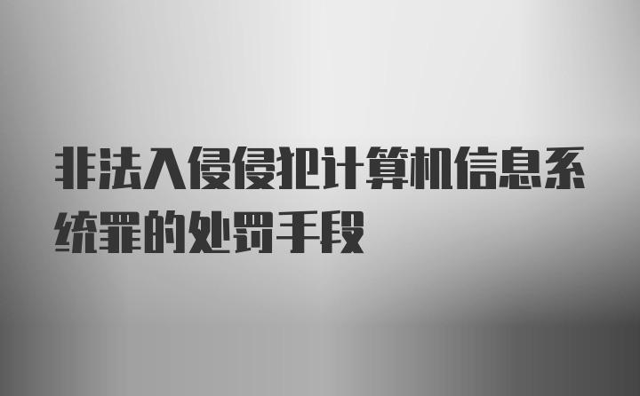 非法入侵侵犯计算机信息系统罪的处罚手段