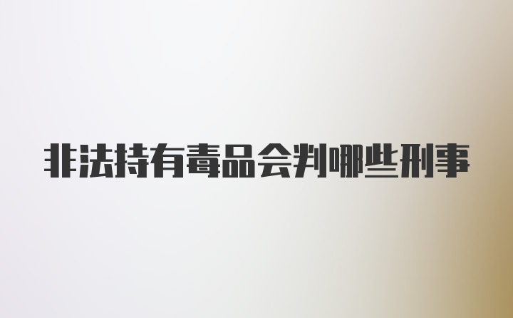 非法持有毒品会判哪些刑事