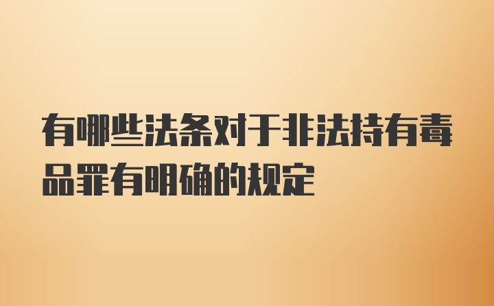 有哪些法条对于非法持有毒品罪有明确的规定