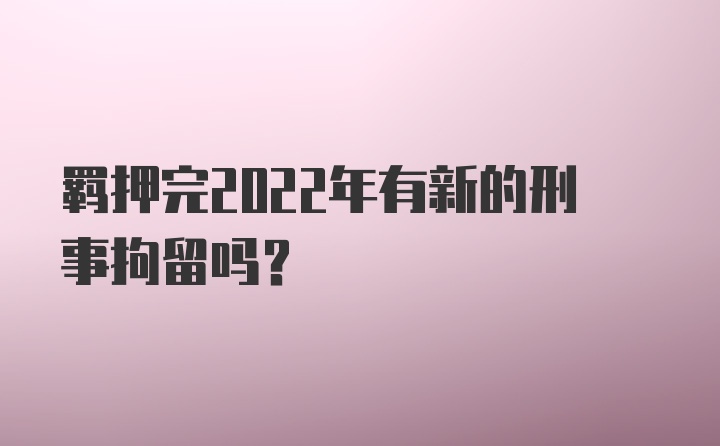 羁押完2022年有新的刑事拘留吗？