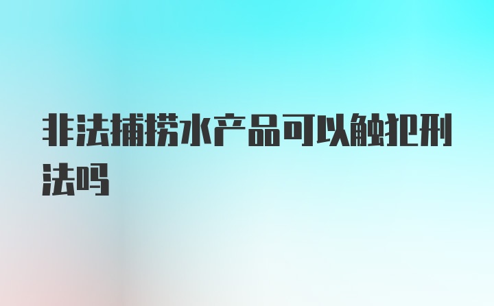 非法捕捞水产品可以触犯刑法吗