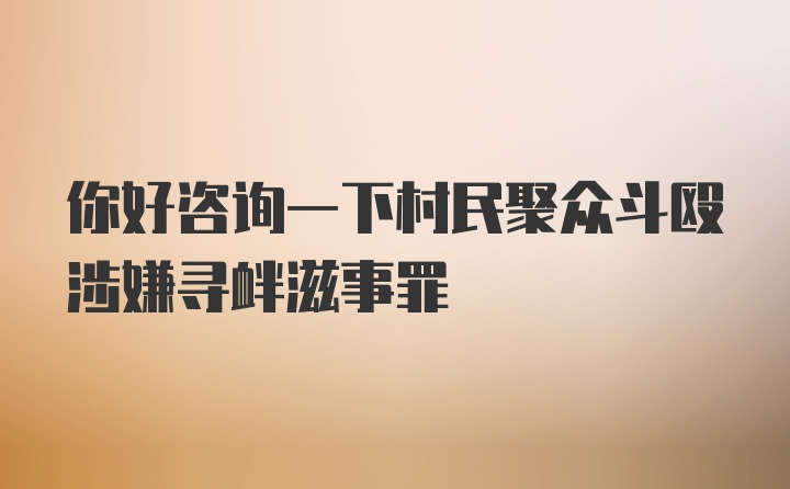 你好咨询一下村民聚众斗殴涉嫌寻衅滋事罪