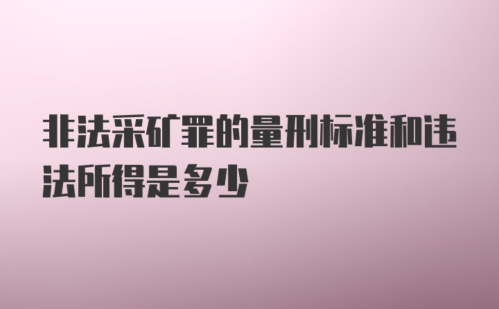 非法采矿罪的量刑标准和违法所得是多少