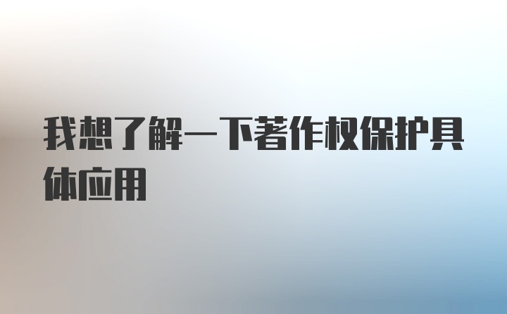 我想了解一下著作权保护具体应用