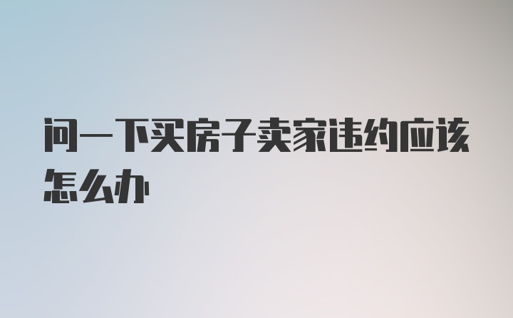 问一下买房子卖家违约应该怎么办