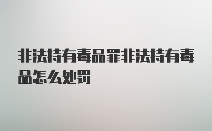 非法持有毒品罪非法持有毒品怎么处罚