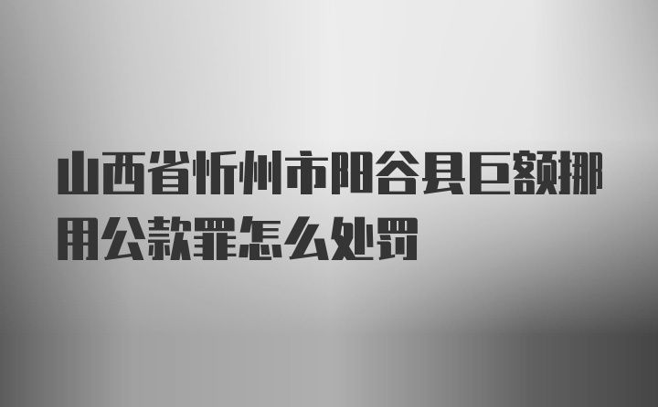 山西省忻州市阳谷县巨额挪用公款罪怎么处罚