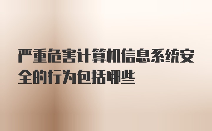 严重危害计算机信息系统安全的行为包括哪些