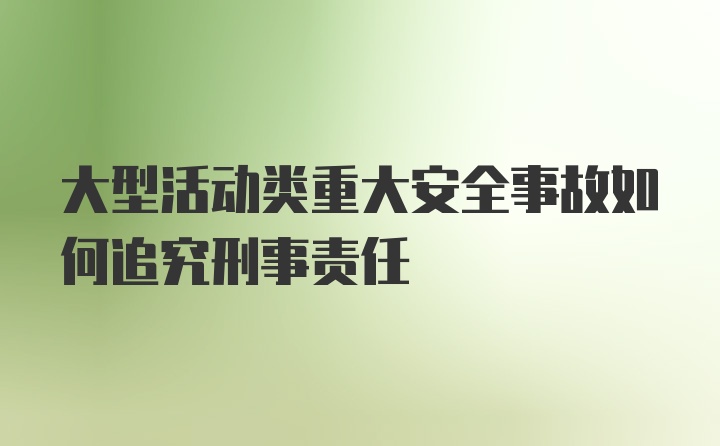 大型活动类重大安全事故如何追究刑事责任