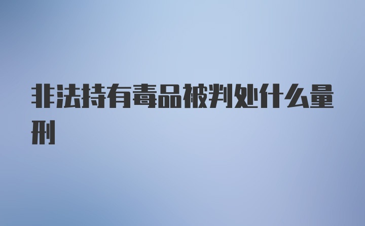 非法持有毒品被判处什么量刑