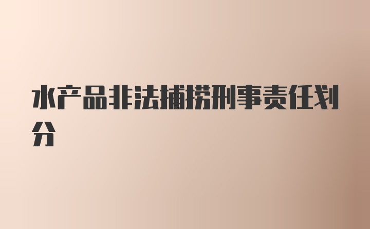 水产品非法捕捞刑事责任划分