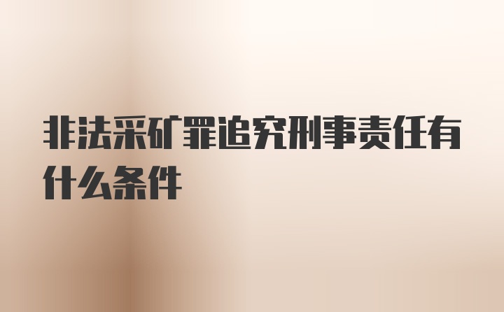 非法采矿罪追究刑事责任有什么条件