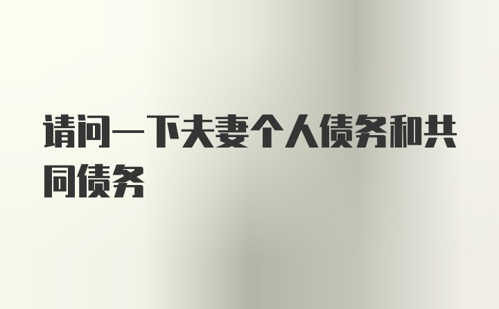 请问一下夫妻个人债务和共同债务