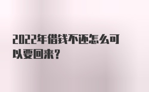 2022年借钱不还怎么可以要回来?