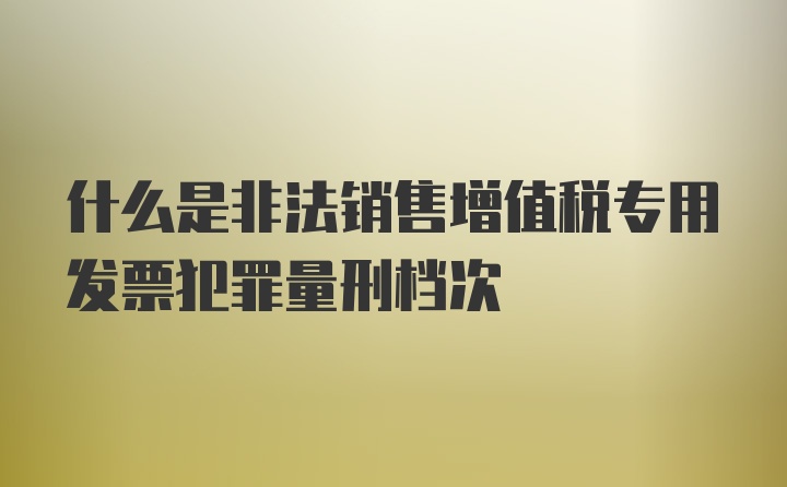 什么是非法销售增值税专用发票犯罪量刑档次