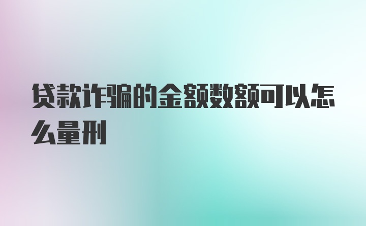 贷款诈骗的金额数额可以怎么量刑