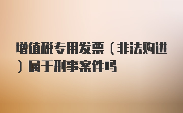 增值税专用发票（非法购进）属于刑事案件吗