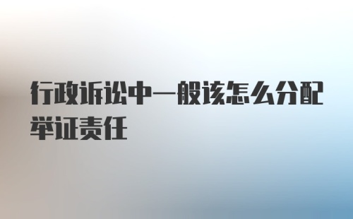 行政诉讼中一般该怎么分配举证责任