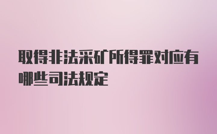 取得非法采矿所得罪对应有哪些司法规定