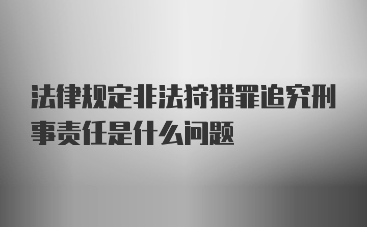 法律规定非法狩猎罪追究刑事责任是什么问题