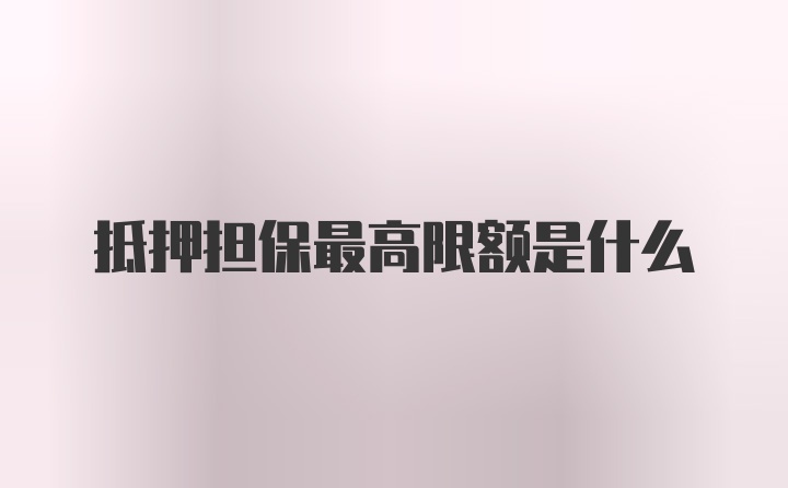 抵押担保最高限额是什么