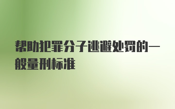 帮助犯罪分子逃避处罚的一般量刑标准