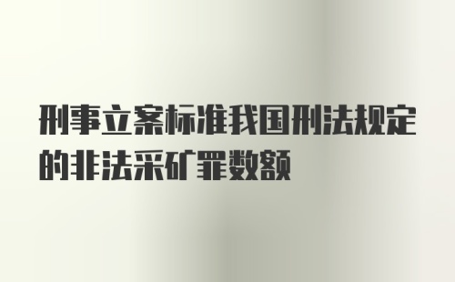 刑事立案标准我国刑法规定的非法采矿罪数额