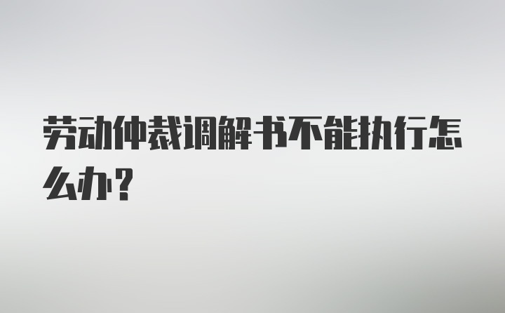 劳动仲裁调解书不能执行怎么办？