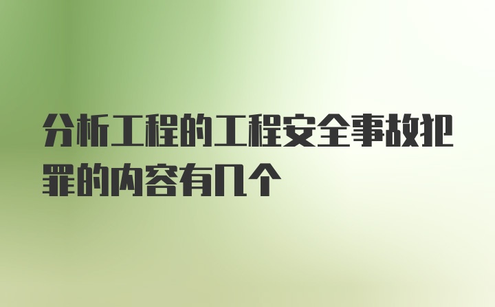 分析工程的工程安全事故犯罪的内容有几个