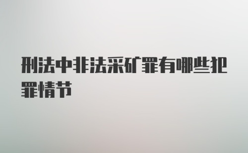 刑法中非法采矿罪有哪些犯罪情节