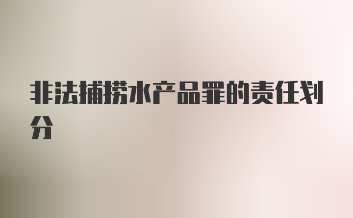 非法捕捞水产品罪的责任划分