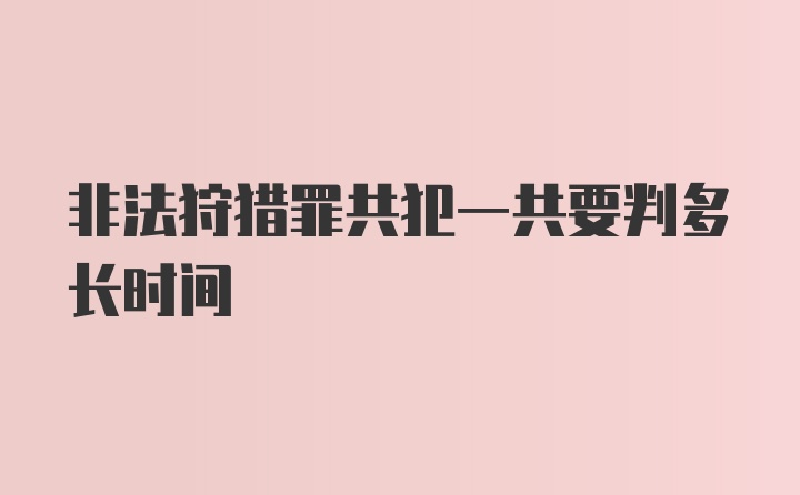 非法狩猎罪共犯一共要判多长时间