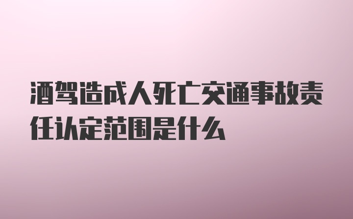 酒驾造成人死亡交通事故责任认定范围是什么