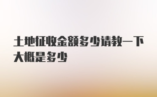 土地征收金额多少请教一下大概是多少