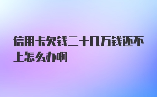 信用卡欠钱二十几万钱还不上怎么办啊