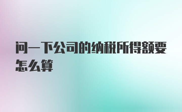 问一下公司的纳税所得额要怎么算