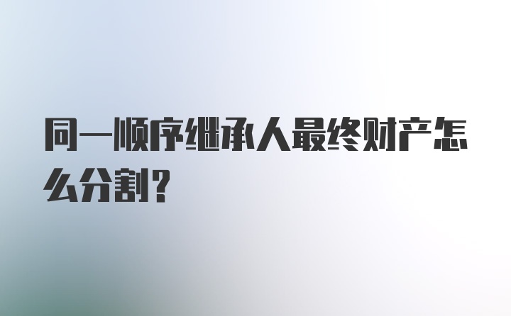 同一顺序继承人最终财产怎么分割？