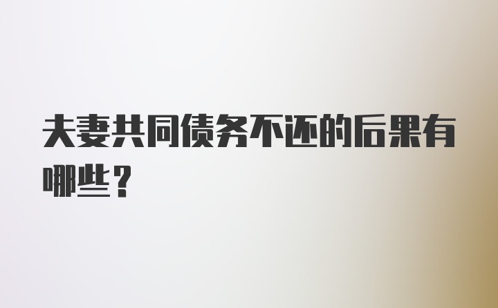 夫妻共同债务不还的后果有哪些？