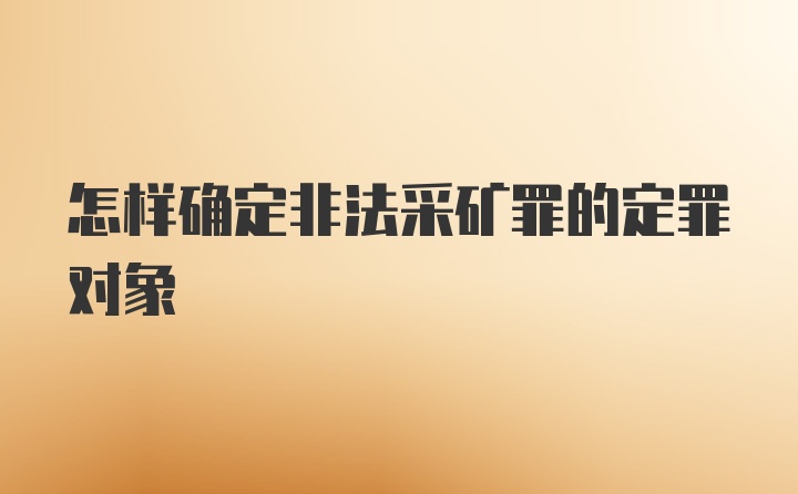 怎样确定非法采矿罪的定罪对象