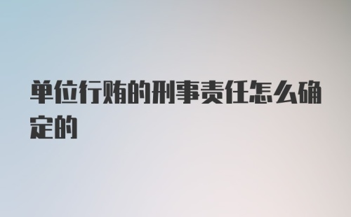 单位行贿的刑事责任怎么确定的