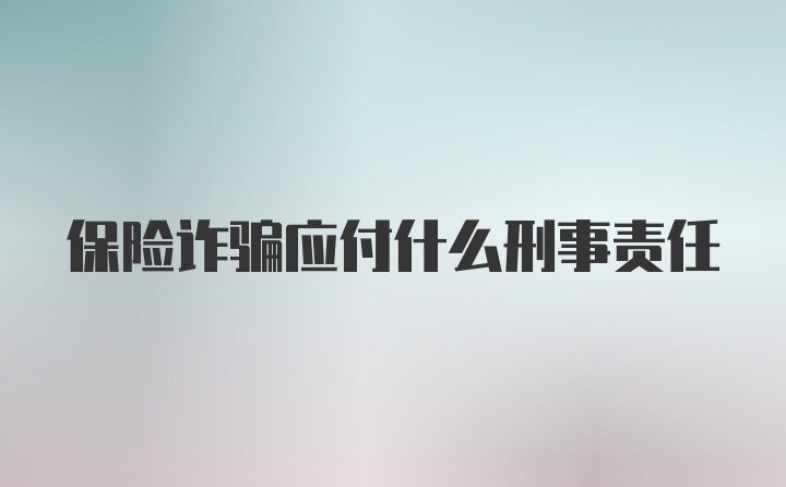 保险诈骗应付什么刑事责任