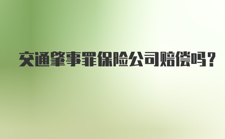 交通肇事罪保险公司赔偿吗?