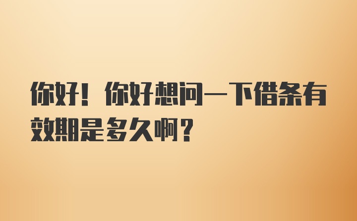 你好！你好想问一下借条有效期是多久啊？